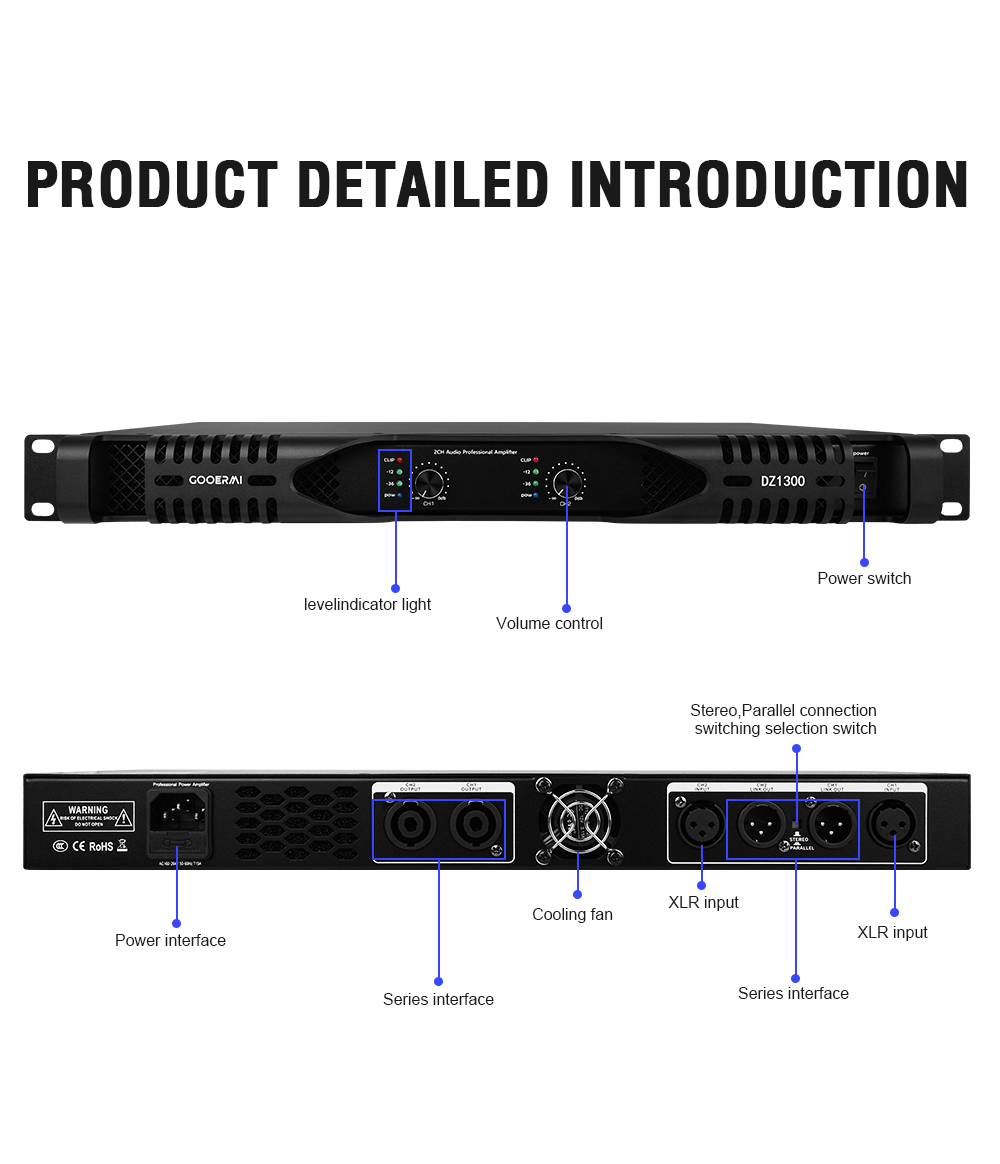 Gooermi DZ1300 1U Class D Powe - огляд і ціна Outdoor Power Amplifier