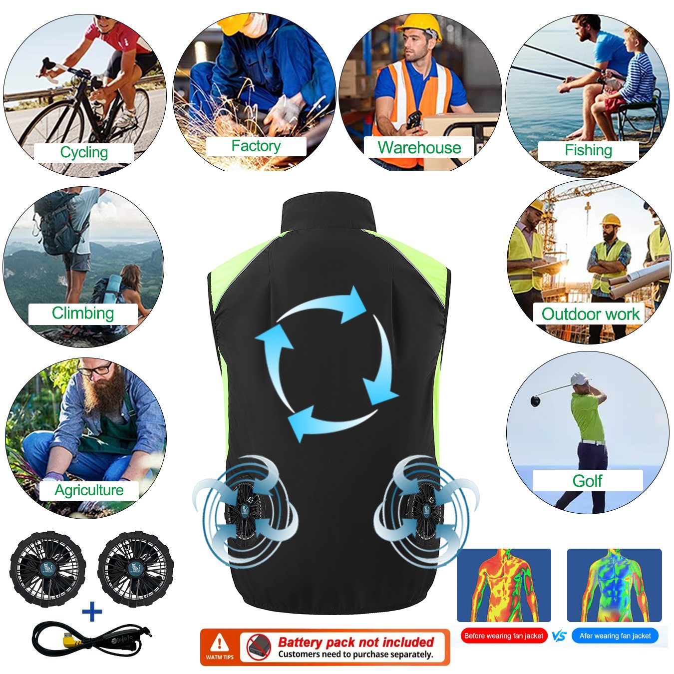 USB Cooling Fan Vest Summer Ai - огляд і ціна Outdoor Power Not Working